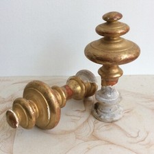 Deux Eléments Décoratifs Bois Sculpté Doré à la Feuille d'Or Napoleon III - XIXè