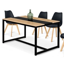 Table à manger rectangle DOVER 6 personnes bande centrale noire design industrie