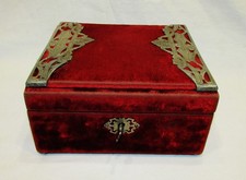 BOITE A BIJOUX NAPOLEON III VELOURS ROUGE marqueterie  Antique Inlaid  Box