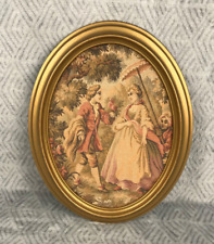 Ancien canevas Tapisserie cadre plastique ovale 23 cm x 28,5 cm