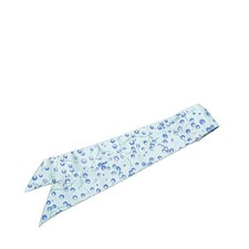 Foulard Hermès en soie imprimé myrtille bleu collection Tuileries pour...