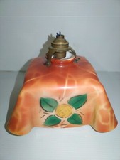 Ancienne Suspension opaline verre Peinte  luminaire Avec  griffe