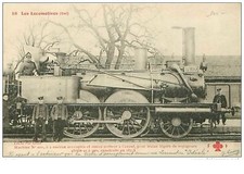 LOCOMOTIVES.n°16.MACHINE n°100 A 2 ESSIEUX ACCOUPLES ET ESSIEU PORTEUR A L'A
