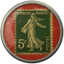 Monnaie, France, Machines à Bois, H.Lefebvre Paris, 5 Centimes, Timbre-Monnaie