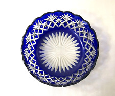 coupe / jatte / saladier en cristal taillé doublé bleu SAINT LOUIS couleurs 20cm