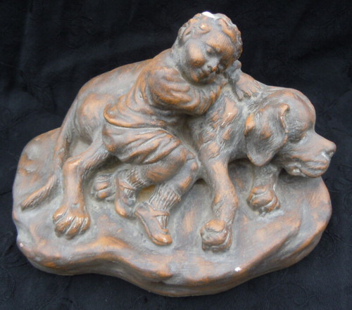 Sculpture enfant chien - , saint