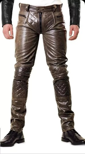 Pantalon cuir matelassé - cuir,