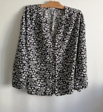 Blouse noire à fleurs viscose T44 Gémo (2506030)
