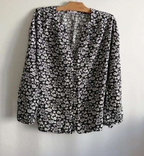 Blouse noire fleurs viscose - blouse,