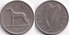 1 Reul / 6 Pingin 1968 Irlande Eire - Chien Lévrier irlandais