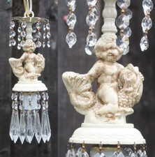 Cherub serpent Shabby SWAG Lamp Chandelier btass spelter fish Dolphin Vintage