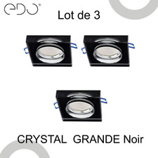 Spot encastrable en verre CRYSTAL GRANDE | Noir| GU10 | IP20 | Carré Lot de 3
