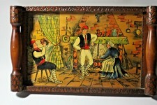 Plateau intérieur basque signé Boli Art déco 39 x 22.5 cm