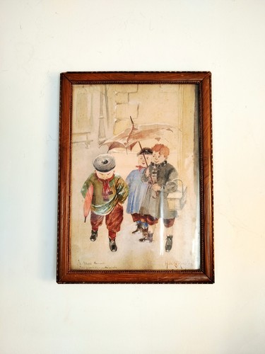 élégante aquarelle ancienne - Élégante,
