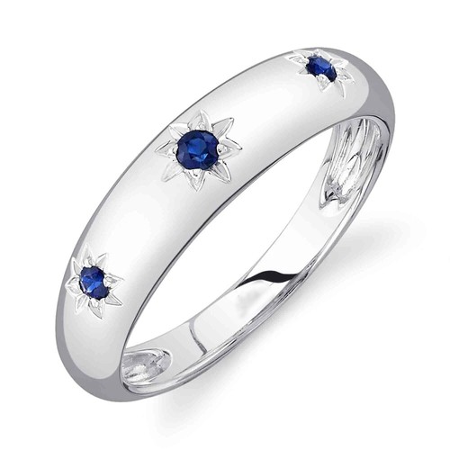 14k blanc saphir bleu bague - 14k,