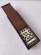 Jeu Ancien Très belle boite de  Dominos  en 	os Et Ébène complète