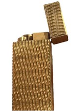 Briquet Cartier Paris Vintage plaque Or (g)-décor Tissé Rare 100% Fonctionnel