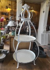 Étagère Couronne Décorative Plateau Blanc Shabby Chic Antique Style Vintage...