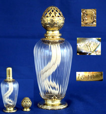 BOIN TABURET Rare Brûle-Parfum Cristal Argent Massif Vermeil Lampe Berger c.1900