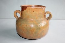 Ancien pot à anses en poterie provençale vernissé Foucard Jourdan Vallauris