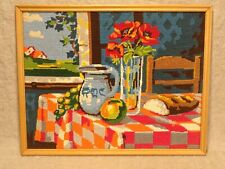 Canevas fini  intérieur de cuisine  45,2 x 35,2 cm  encadré