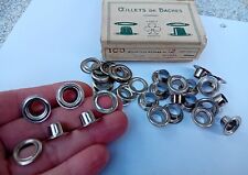 Lot de 20 OEILLETS anciens de bâches, en acier Nickel, d=9 mm sans boite