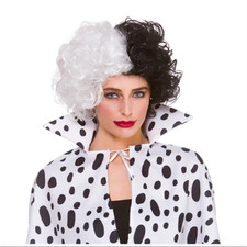 Cruella Perruque Dalmatien Femme Halloween 101 Accessoire Déguisement Adultes