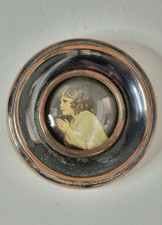 Miniature Samuel en Prière d'après Joshua Reynolds Cadre Rond en Cuivre 9,5 cm