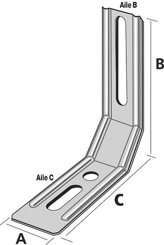 équerre nervurée pan - Équerre, à