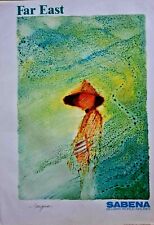 FAR EAST SABENA Affiche Ancienne Bergman Robert 1988 Belgian World Airlines