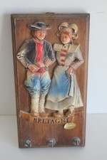 porte clefs mural vintage bois bretagne 23 x12 cm