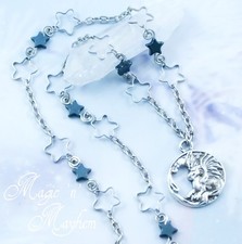 Celestial Dragon Necklace - Handmade Jewelry - Hematite Stars - Magic - Space