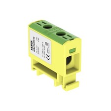 Bloc de jonction alu cuivre vert/jaune (terre) 2,5 à 35mm² 1000V AC/DC - Rail D