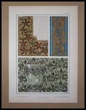 Eugène GRASSET : Vigne vierge pl48, Lithographie originale pochoir 1896