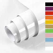 Papier Adhesif pour Meuble Blanc Brillant 90X600cm Papier Peint Adhesif Imper...