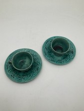 Faïence de RUBELLES Tasses à thé café au relief de pampres sur fond punctiforme