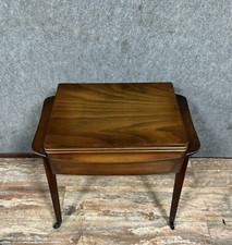 Joli table travailleuse charriot desserte vintage en bois teinté vers 1940-1950