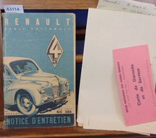 Renault Notice d'entretien 4Cv Fev 1949 NE 586...