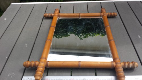 Ancien grand miroir bambou - grand, en