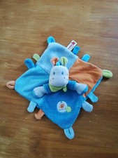 Doudou Nicotoy Zèbre Âne Cheval Plat Bleu Vert Orange Cage Oiseau pois