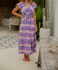 Robe longue fendue multicolore