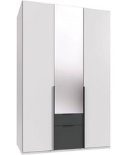 Armoire À Portes Coulissantes Mugano 135x58x206cm Blanc Graphite Premium (18823)