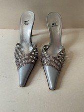 Chaussures Mulle Sacco En Strass Et Cuir Italienne Des Années 2000