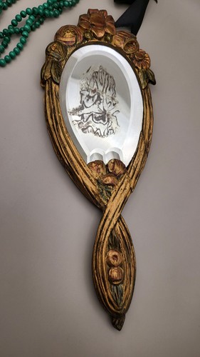 Miroir main ancien - ancien, bois