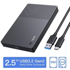 USB 3.2 Gen 2 Hard Drive Enclosure for 2.5 inch SSDs HDDs, up to 6Gbps
