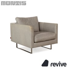 Montis Axel Fauteuil En Cuir Gris Greige