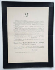 ROY LACHAISE Epenoux Chiflet FAIRE PART Grivel CHATEL NEUVRE Froment VARAX 1898