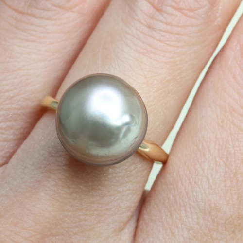 Bague raffinée perle grise - bague,