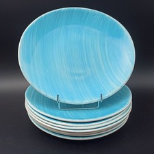 SALINS - 8 ASSIETTES PLATES EN FAÏENCE Modèle AQUILON Vintage 