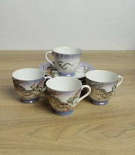 Magnifique service à thé en porcelaine blanc et violet motif dragon asie Japon
